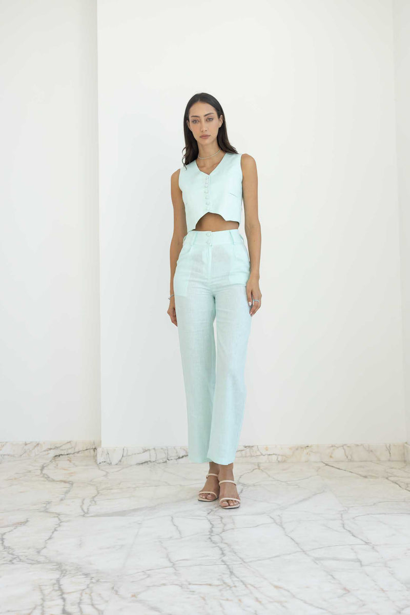 Linen High - Waisted Straight Fit Pants "Zlata"