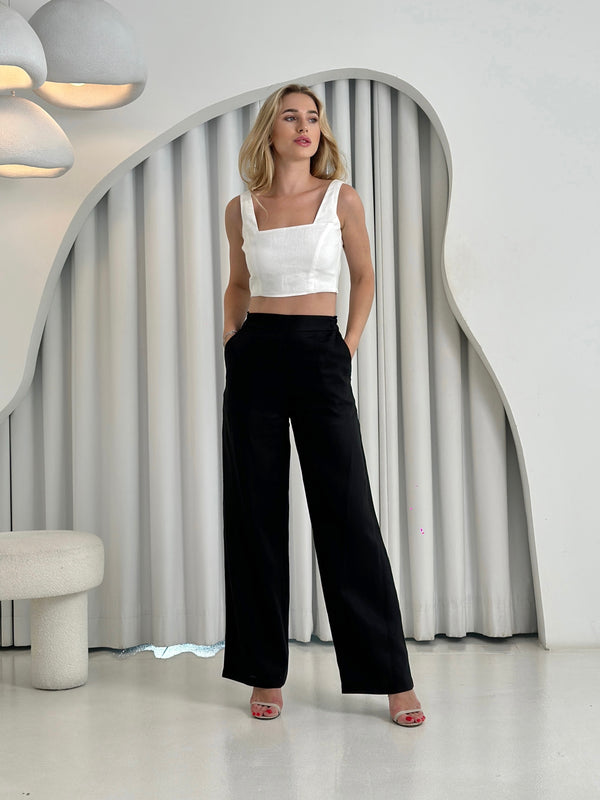 Linen Pants With Elastic Belt "Sofia"